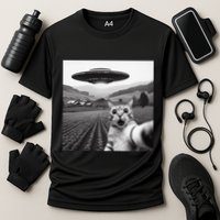 Cat Selfie With Alien Ufo Funny Cat Gifts Cooling Performance Crew T-Shirt