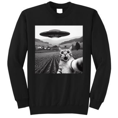 Cat Selfie With Alien Ufo Funny Cat Gifts Sweatshirt