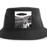 Cat Selfie With Alien Ufo Funny Cat Gifts Sustainable Bucket Hat