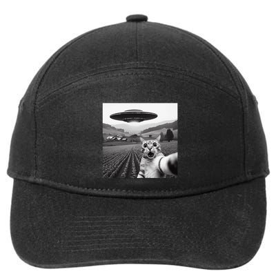 Cat Selfie With Alien Ufo Funny Cat Gifts 7-Panel Snapback Hat