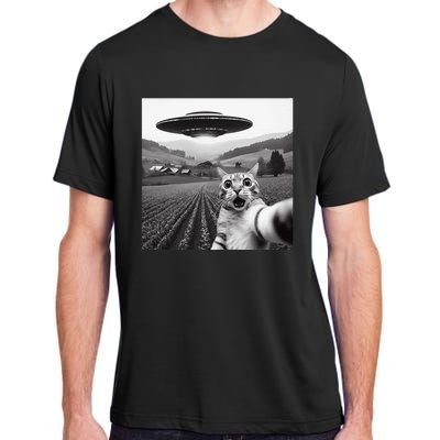 Cat Selfie With Alien Ufo Funny Cat Gifts Adult ChromaSoft Performance T-Shirt