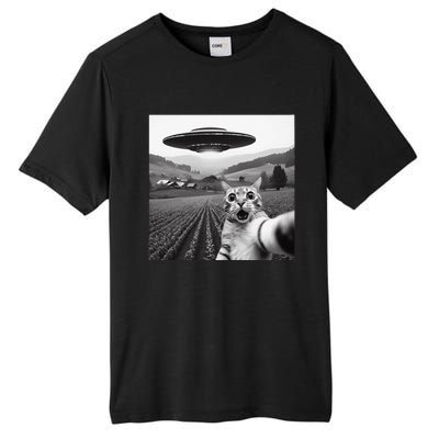 Cat Selfie With Alien Ufo Funny Cat Gifts Tall Fusion ChromaSoft Performance T-Shirt