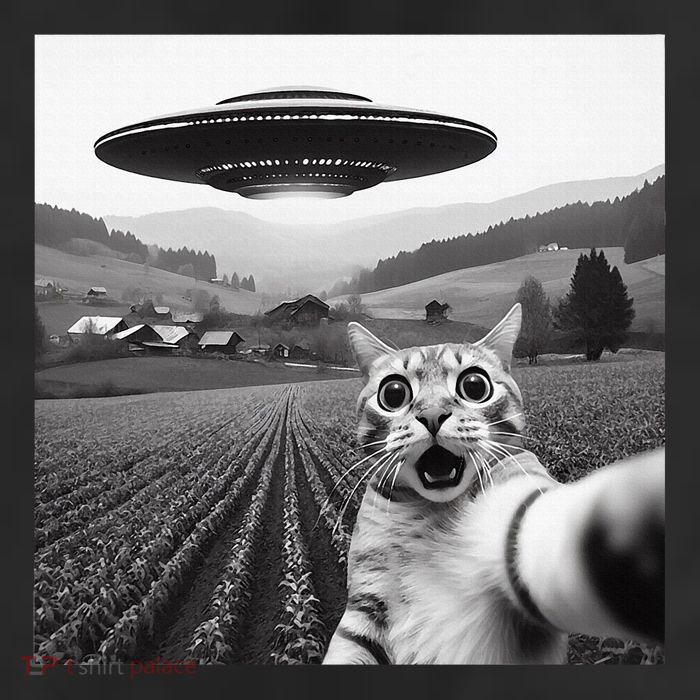 Cat Selfie With Alien Ufo Funny Cat Gifts 11oz C Handle Ceramic Mug