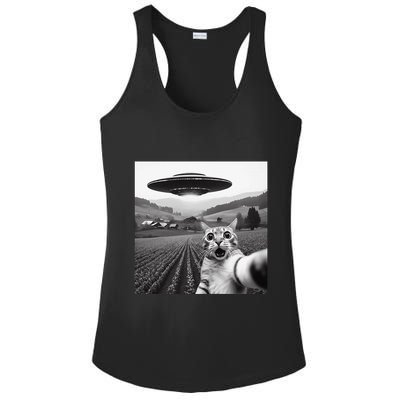 Cat Selfie With Alien Ufo Funny Cat Gifts Ladies PosiCharge Competitor Racerback Tank