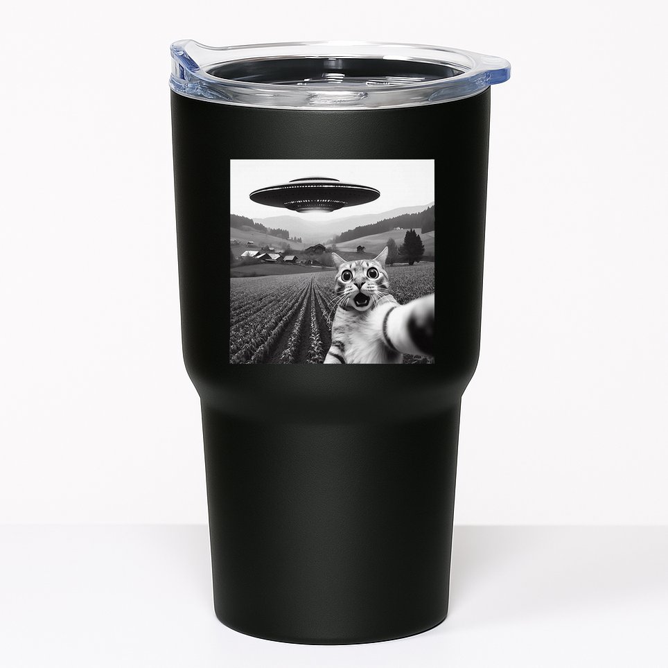 Cat Selfie With Alien Ufo Funny Cat Gifts Tumbler