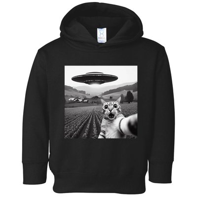 Cat Selfie With Alien Ufo Funny Cat Gifts Toddler Hoodie
