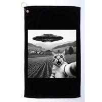 Cat Selfie With Alien Ufo Funny Cat Gifts Golf Towel