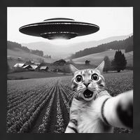 Cat Selfie With Alien Ufo Funny Cat Gifts Golf Towel