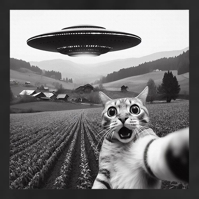 Cat Selfie With Alien Ufo Funny Cat Gifts Golf Towel