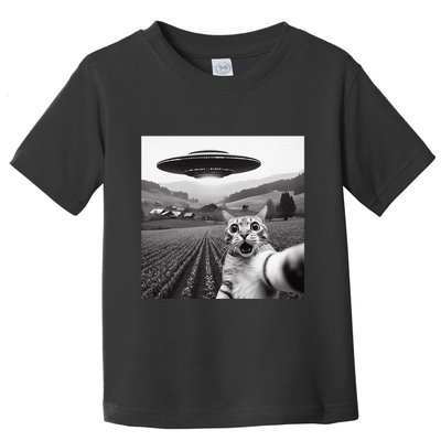Cat Selfie With Alien Ufo Funny Cat Gifts Toddler T-Shirt