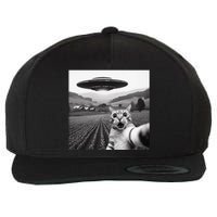 Cat Selfie With Alien Ufo Funny Cat Gifts Wool Snapback Cap