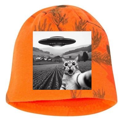 Cat Selfie With Alien Ufo Funny Cat Gifts Kati - Camo Knit Beanie