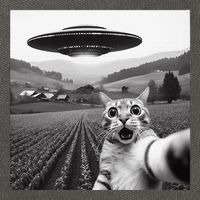 Cat Selfie With Alien Ufo Funny Cat Gifts Cotton Canvas Backpack