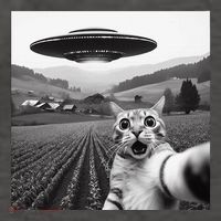 Cat Selfie With Alien Ufo Funny Cat Gifts Vector Backpack