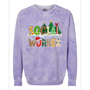 Christmas Social Worker Funny School Xmas Holiday Pajama Gift Colorblast Crewneck Sweatshirt