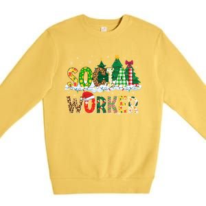 Christmas Social Worker Funny School Xmas Holiday Pajama Gift Premium Crewneck Sweatshirt