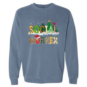 Christmas Social Worker Funny School Xmas Holiday Pajama Gift Garment-Dyed Sweatshirt