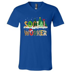 Christmas Social Worker Funny School Xmas Holiday Pajama Gift V-Neck T-Shirt