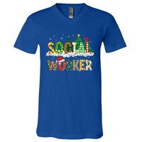 Christmas Social Worker Funny School Xmas Holiday Pajama Gift V-Neck T-Shirt