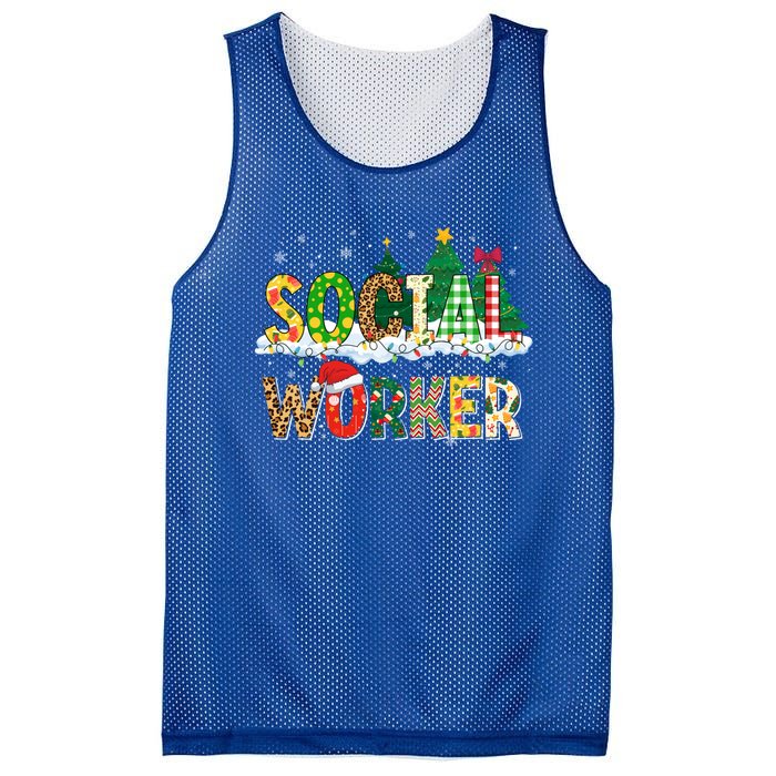 Christmas Social Worker Funny School Xmas Holiday Pajama Gift Mesh Reversible Basketball Jersey Tank