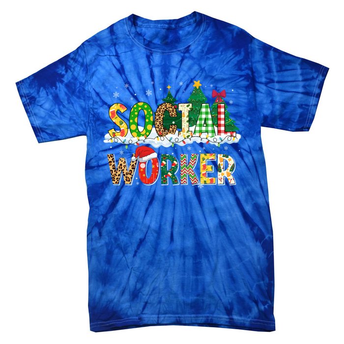 Christmas Social Worker Funny School Xmas Holiday Pajama Gift Tie-Dye T-Shirt