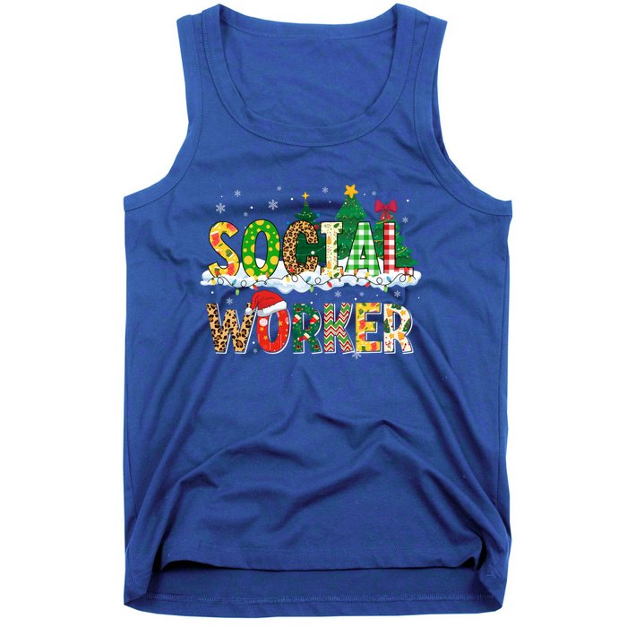 Christmas Social Worker Funny School Xmas Holiday Pajama Gift Tank Top