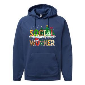 Christmas Social Worker Funny School Xmas Holiday Pajama Gift Performance Fleece Hoodie