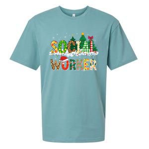 Christmas Social Worker Funny School Xmas Holiday Pajama Gift Sueded Cloud Jersey T-Shirt