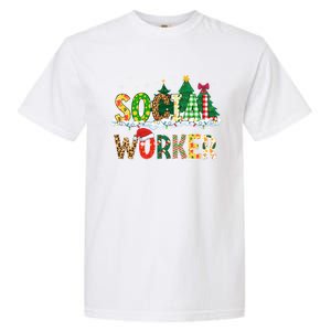 Christmas Social Worker Funny School Xmas Holiday Pajama Gift Garment-Dyed Heavyweight T-Shirt