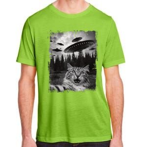 Cat Selfie With Ufo Alien Funny Cat Graphic Adult ChromaSoft Performance T-Shirt