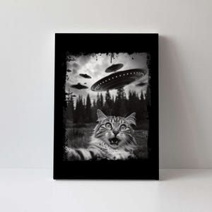 Cat Selfie With Ufo Alien Funny Cat Graphic Canvas