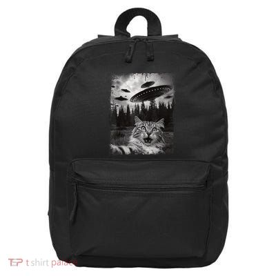 Cat Selfie With Ufo Alien Funny Cat Graphic 16 in Basic Backpack