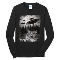 Cat Selfie With Ufo Alien Funny Cat Graphic Tall Long Sleeve T-Shirt