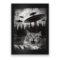 Cat Selfie With Ufo Alien Funny Cat Graphic Poster