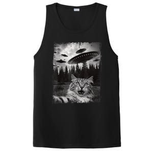 Cat Selfie With Ufo Alien Funny Cat Graphic PosiCharge Competitor Tank