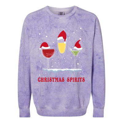 Christmas Spirits Wine Bubbly Martinis Gift Colorblast Crewneck Sweatshirt