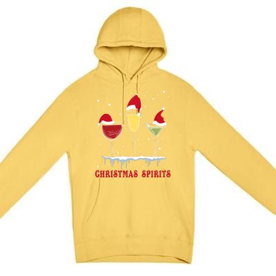 Christmas Spirits Wine Bubbly Martinis Gift Premium Pullover Hoodie