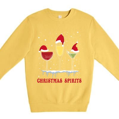 Christmas Spirits Wine Bubbly Martinis Gift Premium Crewneck Sweatshirt