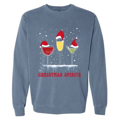 Christmas Spirits Wine Bubbly Martinis Gift Garment-Dyed Sweatshirt