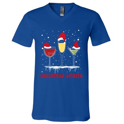 Christmas Spirits Wine Bubbly Martinis Gift V-Neck T-Shirt