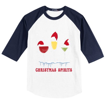 Christmas Spirits Wine Bubbly Martinis Gift Baseball Sleeve Shirt