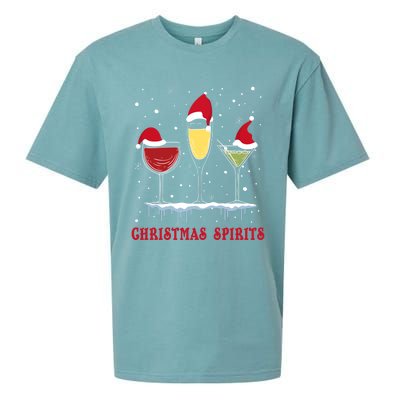 Christmas Spirits Wine Bubbly Martinis Gift Sueded Cloud Jersey T-Shirt