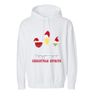 Christmas Spirits Wine Bubbly Martinis Gift Garment-Dyed Fleece Hoodie