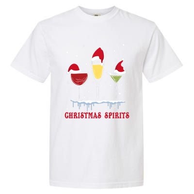 Christmas Spirits Wine Bubbly Martinis Gift Garment-Dyed Heavyweight T-Shirt