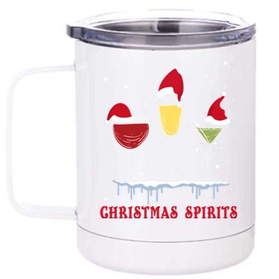 Christmas Spirits Wine Bubbly Martinis Gift 12 oz Stainless Steel Tumbler Cup