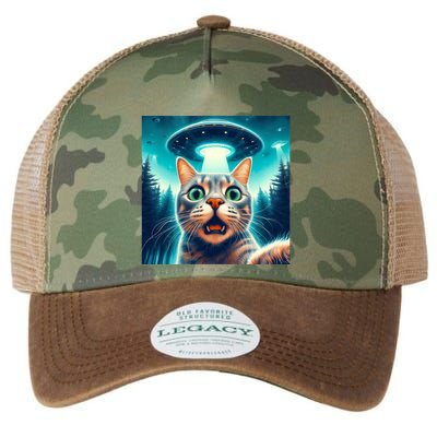 Cat Selfie With Ufo Cat Lover Meme Legacy Tie Dye Trucker Hat