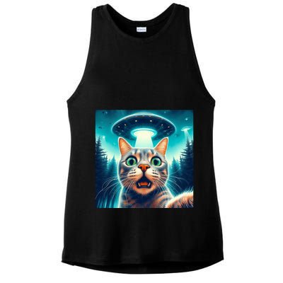 Cat Selfie With Ufo Cat Lover Meme Ladies PosiCharge Tri-Blend Wicking Tank