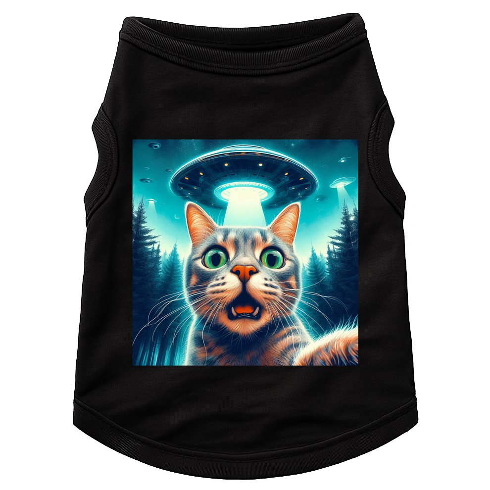 Cat Selfie With Ufo Cat Lover Meme Doggie Tank