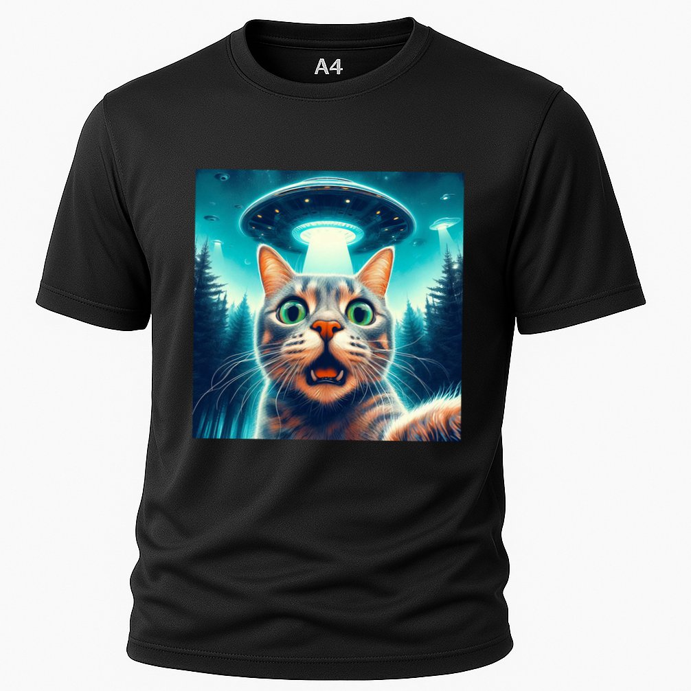 Cat Selfie With Ufo Cat Lover Meme Performance Shirt