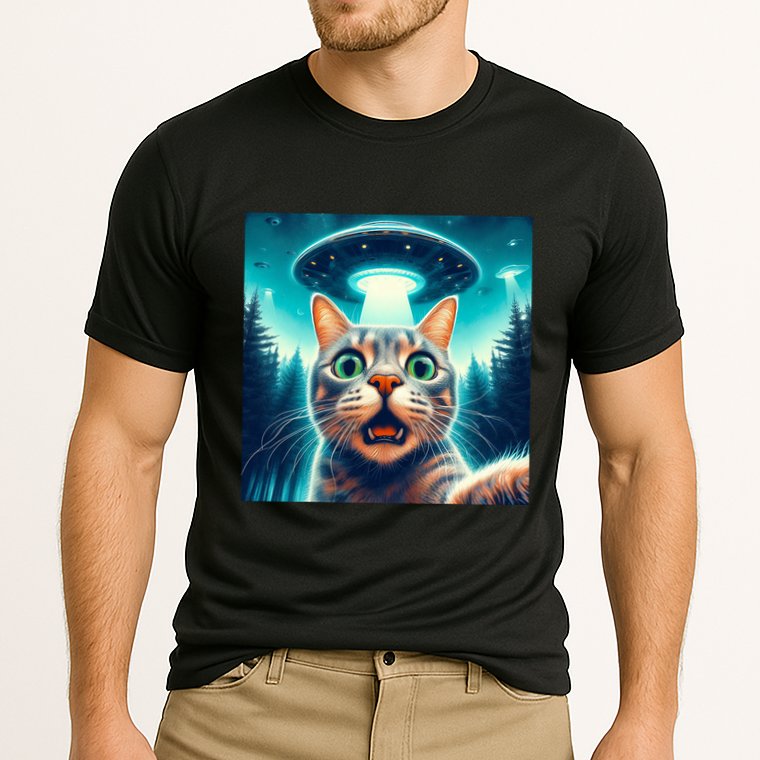 Cat Selfie With Ufo Cat Lover Meme Performance Shirt